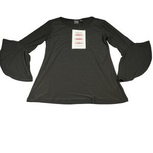 Women With Control Black Bell Sleeve Tunic Top Slimming Shaping XXSP NEW